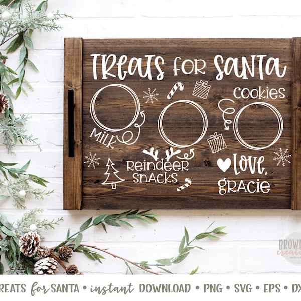 Cookies for Santa Tray SVG, Cookies for Santa Plate SVG, Dear Santa Tray SVG, Treats for Santa