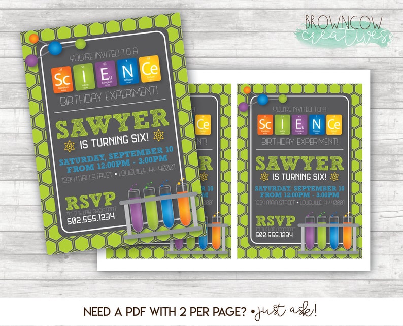 Printable Science Birthday Invitation, Scientist Party, Slime Birthday Invitation, Experiment Party image 3