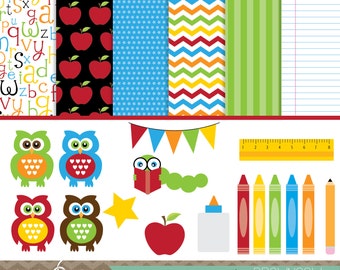 Back to School Clip Art & Digital Papers