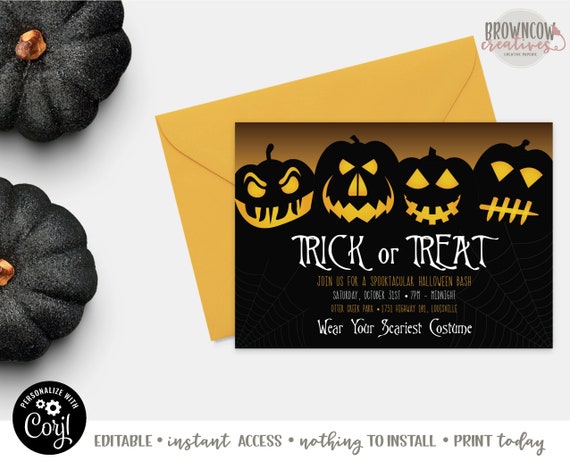 Printable Halloween Invitation, Costume Party Invitation, Scary Halloween Party Invitation, Editable, Instant Access, Halloween Invitation Il_570xn