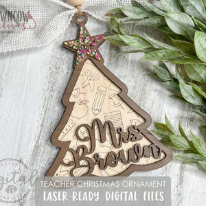 Lehrer Ornament Laserdatei, Lehrer Ornament, gepunktete Laserdatei, schnelle und einfache Laserschnittdatei