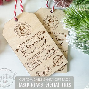 Englische Weihnachtsmann Geschenkanhänger Lasercut-Dateien, Weihnachtsmann Geschenkanhänger Lasergravur, Weihnachtsgeschenkanhänger Laserdatei, Weihnachtsmann Geschenkanhänger SVG
