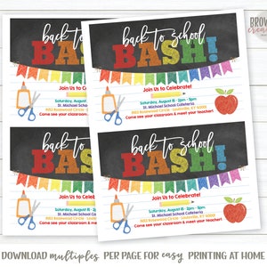 Back to School Party Invitation, Back to School Invitation, School Invitation, Meet the Teacher Invitation, Editable, Instant Access image 3