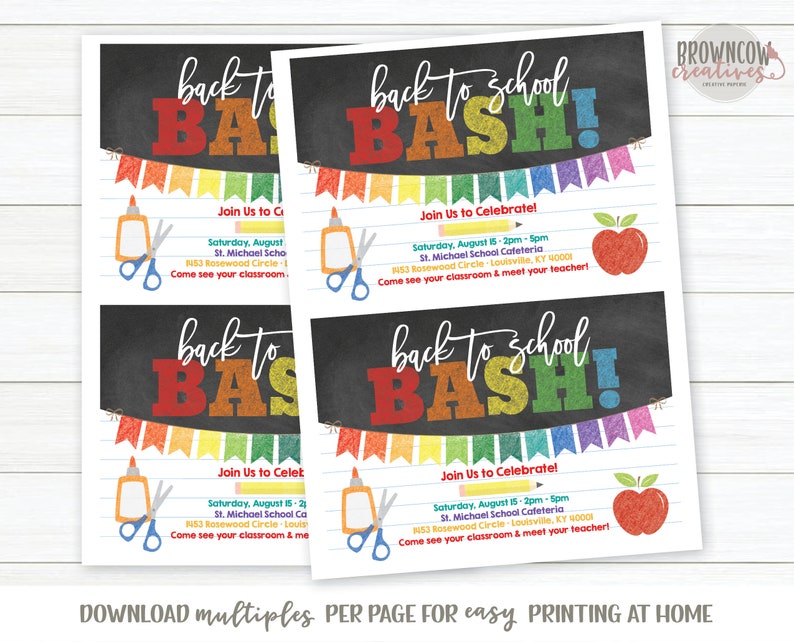 Back to School Party Invitation, Back to School Invitation, School Invitation, Meet the Teacher Invitation, Editable, Instant Access image 3