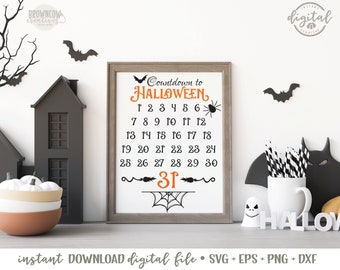 Letrero de cuenta regresiva de Halloween SVG, archivo de corte de granja (descarga digital)