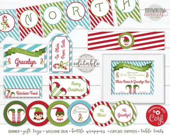 North Pole Breakfast, Elf Breakfast Printables, Christmas Printables, Instant Access, Corjl, Editable