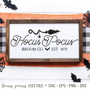 Hocus Pocus Broom Co. Sign SVG/Cut File, Halloween Sign SVG, Halloween SVG, Hocus Pocus Broom Co. Farmhouse Sign Cut File image 1