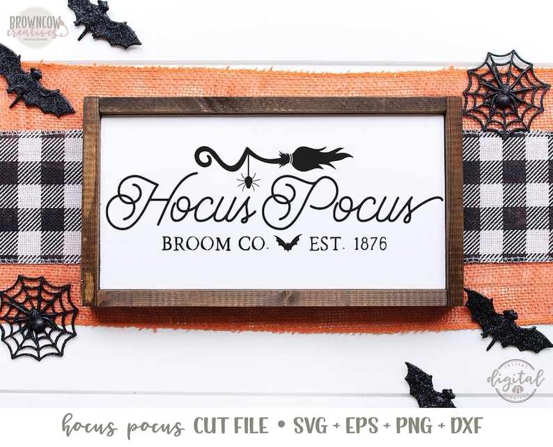 Hocus Pocus Broom Co. Sign SVG/Cut File, Halloween Sign SVG, Halloween SVG, Hocus Pocus Broom Co. Farmhouse Sign Cut File image 1