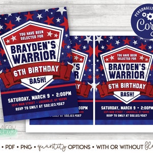 Warrior Birthday Party Invitation, Ninja Birthday, American Invitation ...