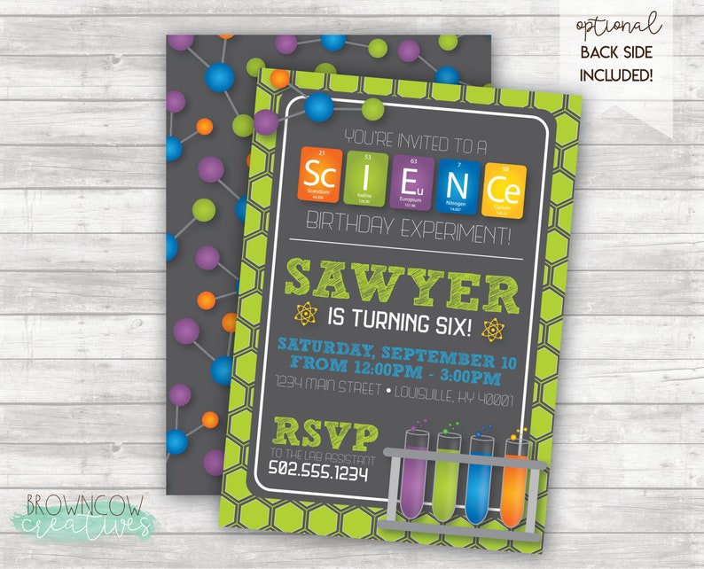 Printable Science Birthday Invitation, Scientist Party, Slime Birthday Invitation, Experiment Party image 2