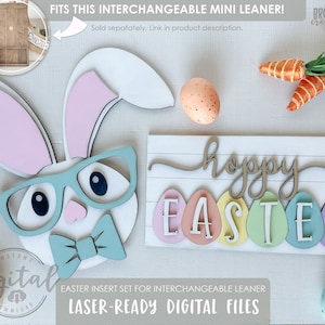 Set di inserti pasquali, lime laser per mini appoggiapiedi intercambiabili, lime tagliate al laser pasquali, lime SVG laser pasquali, lime tagliate al laser coniglietto pasquale