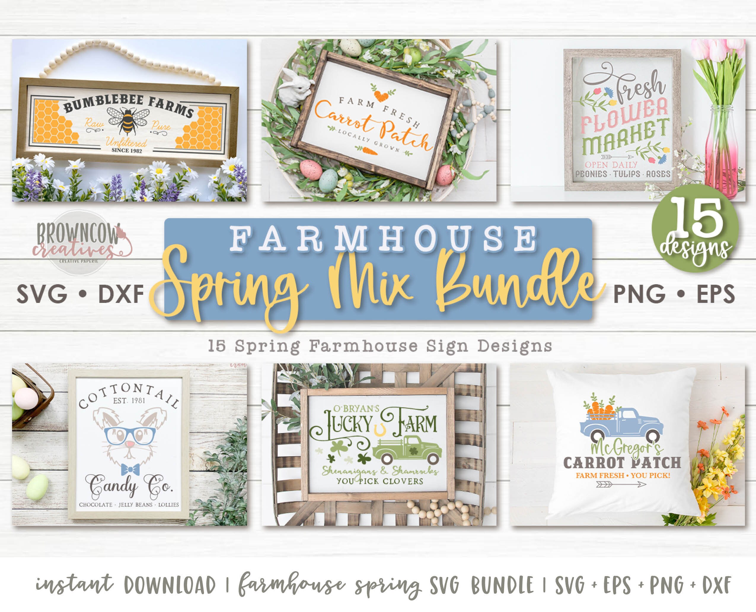 Spring House Svg Farmhouse Spring Sign SVG Bundle, Easter, St. Patrick's Day (digital ...