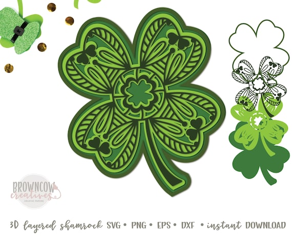 Download 3d Layered Shamrock Cut File St Patrick S Day 3d Layered Papercut File Layered Shamrock Cut File Layered Shamrock Svg By Browncow Creatives Catch My Party
