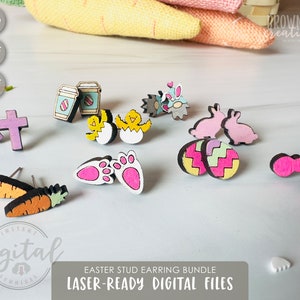 Easter Stud Earring Lasercut Files, Easter Stud Earrings Glowforge Files, Easter Earring Laser Files