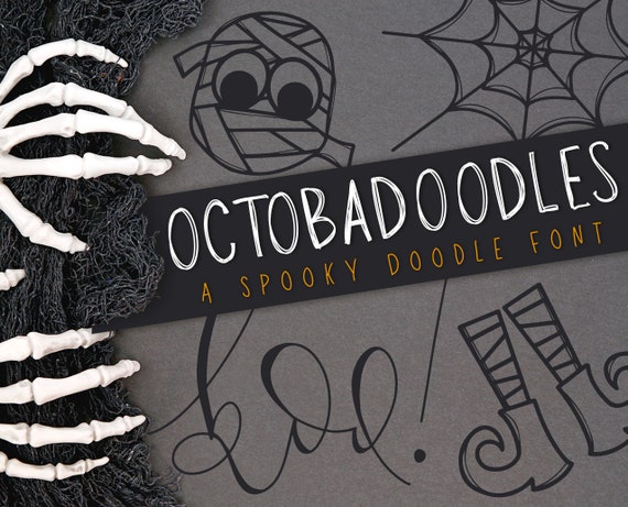 OctobaDoodles Font, Halloween Font, Halloween Doodle Font, Halloween Doodles Font, Halloween Clip Art Font Il_570xn