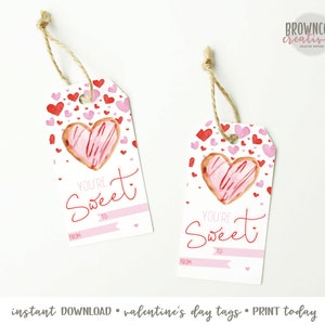 INSTANT DOWNLOAD Valentine&#39;s Day Gift Tags, Valentine Tags, Printable Valentine Tags, Valentine Treat Bag Tags, Treat Bag Tags