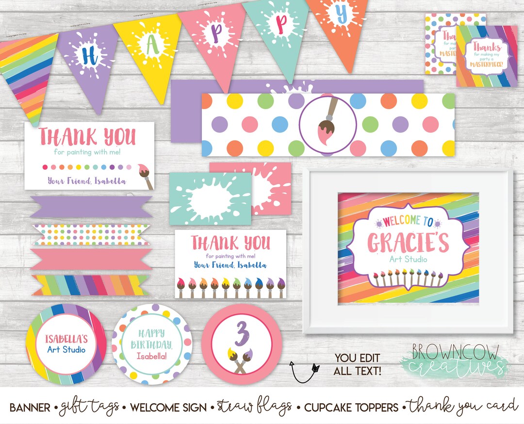 Editable Painting Party Printables, Art Party Decor, Painting Party ...