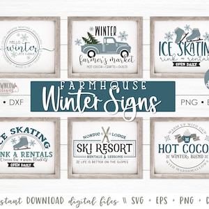 Farmhouse Winter Sign SVG Bundle, Winter SVG Bundle, Farmhouse Winter Sign Cut Files