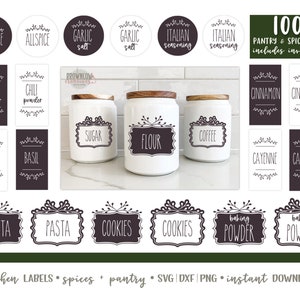 Pantry Labels SVG, Spice Labels SVG, Pantry Labels Cut Files, Spice Labels Cut Files, Printable Labels, Farmhouse SVGs