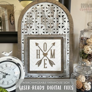 Interchangeable Lattice Leaner Base Laser Files: Farmhouse Home Decor (SVG, PDF)