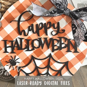Halloween Sign Laser-Ready Cut File, Spider Web Sign Laser File, Halloween Sign SVG, Halloween Laser Files