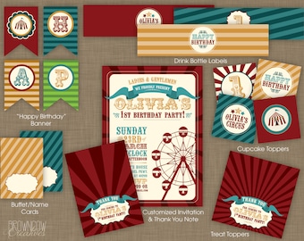 PRINTABLE Carnival/Circus Birthday Party Printable Kit - Printable Decorations