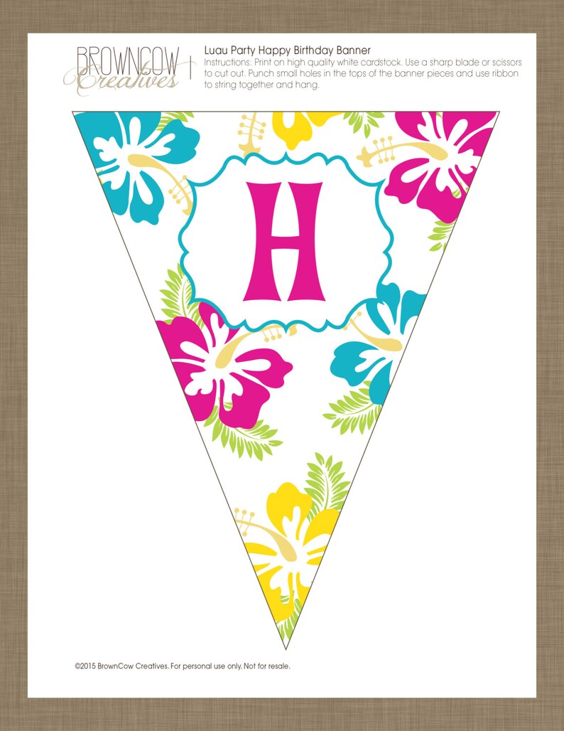 PRINTABLE Luau Part Decoration Kit Bright Colors | Etsy
