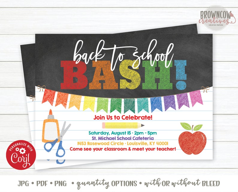 Back to School Party Invitation, Back to School Invitation, School Invitation, Meet the Teacher Invitation, Editable, Instant Access image 2