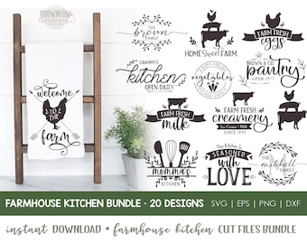 Boerderijkeuken SVG-bundel, familiemonogram, keukendecor (digitale download)