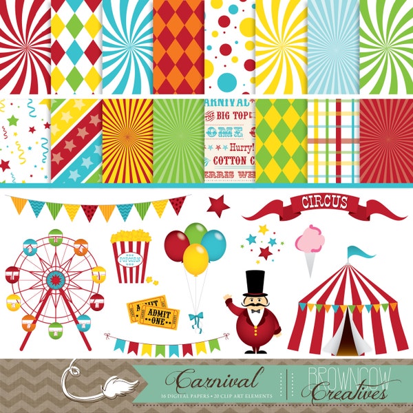 Carnival Clip Art, Banners, and Backgrounds BUNDLE