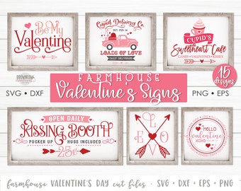 Farmhouse Valentine's Day SVG Bundle, Farmhouse Valentine Sign Cut Files Bundle