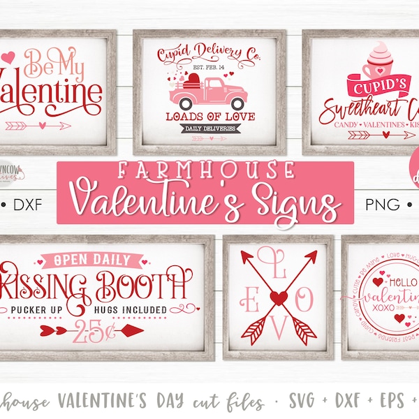 Farmhouse Valentine's Day SVG Bundle, Farmhouse Valentine Sign Cut Files Bundle