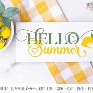 Hello Summer Farmhouse Lemon Horizontal Sign SVG/Cut File DIGITAL FILE