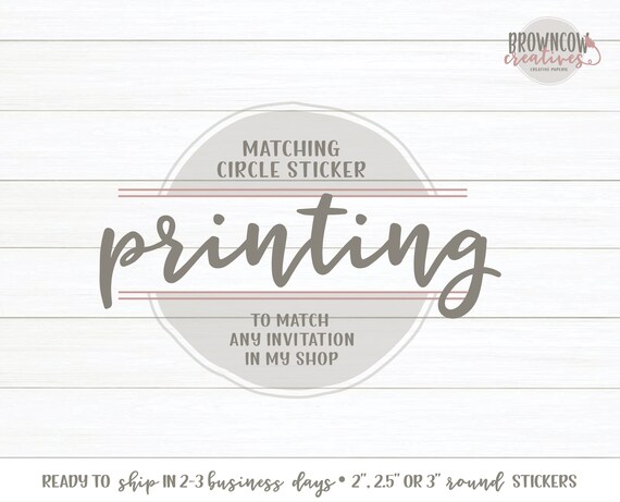 Circle Sticker Printing, Custom Sticker Printing, Printed Party Favor Stickers, Printed Gift Tag Stickers, Match ANY Invitation in My Shop Il_570xn