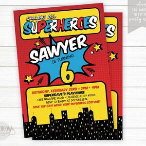 Boy Superhero Birthday Party Invitation Superhero Birthday | Etsy