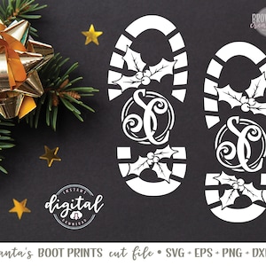 Santa's Boot Print SVG Cut File, Santa's Footprints SVG, Santa's Prints Cut File, Santa Footprint Stencil SVG