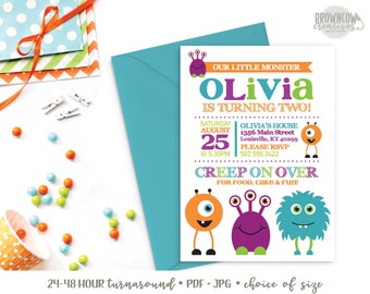 Little Monster Birthday Invitation, Monster First Birthday, Cute Monster Invite, Monster Baby Invitation