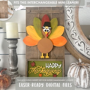 Thanksgiving Insert Set Laser Files for Interchangeable Mini Leaner, Turkey Laser Cut Files, Fall Laser SVG, Fall Home Decor DIY Laser Files