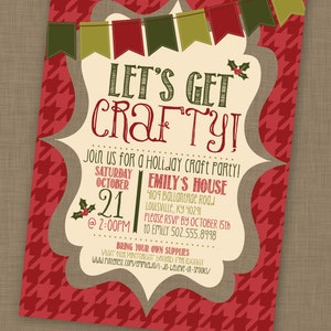 PRINTABLE Holiday Crafty Party Invitation // Christmas Craft Party Invitation image 1