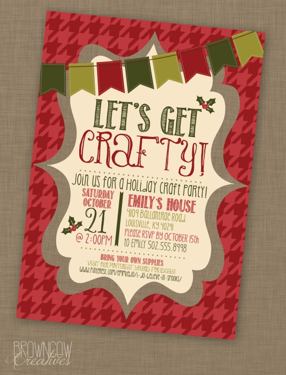 Download Printable Holiday Crafty Party Invitation Christmas Craft Etsy PSD Mockup Templates