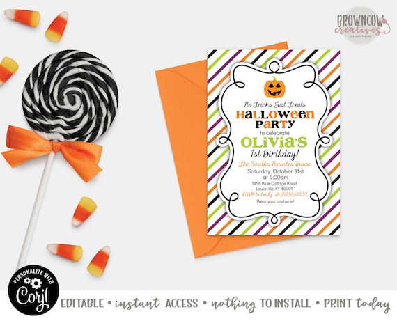 Halloween Birthday Invitation, Halloween Party Invitation, Haunted House Invitation, Editable, Instant Access Il_570xn