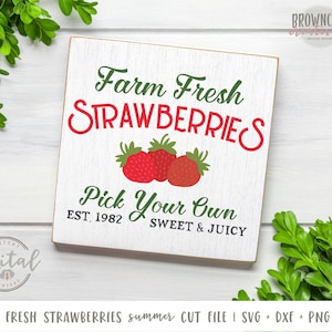 Farm Fresh Strawberries Summer Farmhouse Style SVG/Cut File DIGITAL FILE image 1