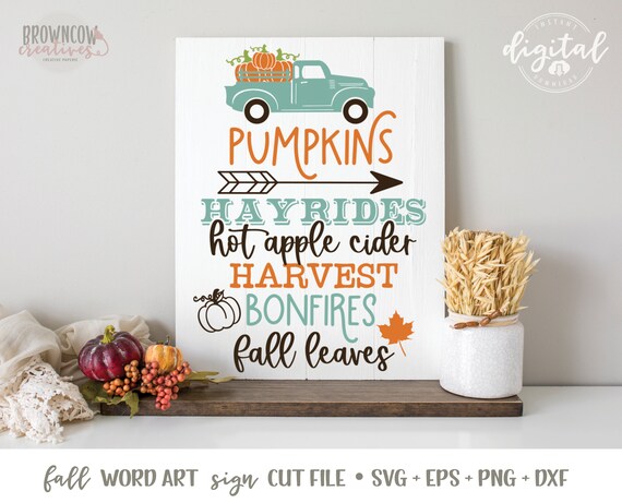 Fall Word Art Sign Svg/cut File Instant Download Digital Fall | Etsy