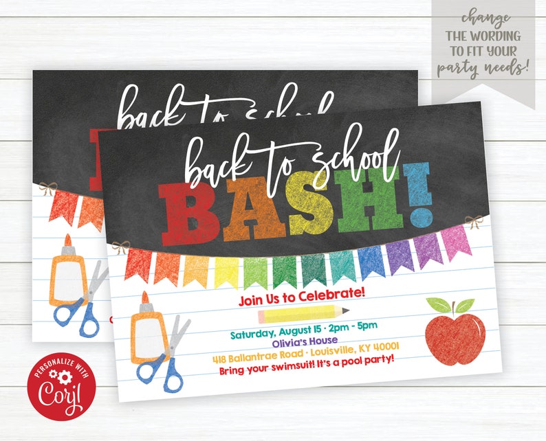 Back to School Party Invitation, Back to School Invitation, School Invitation, Meet the Teacher Invitation, Editable, Instant Access image 4