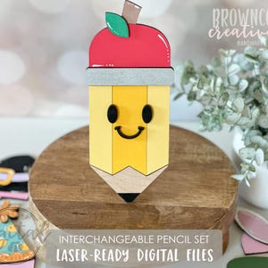 Interchangeable Pencil Laser Files, Back to School Laser Files, Classroom Decor Laser File, Teacher Laser SVG File, Interchangeable Sign SVG