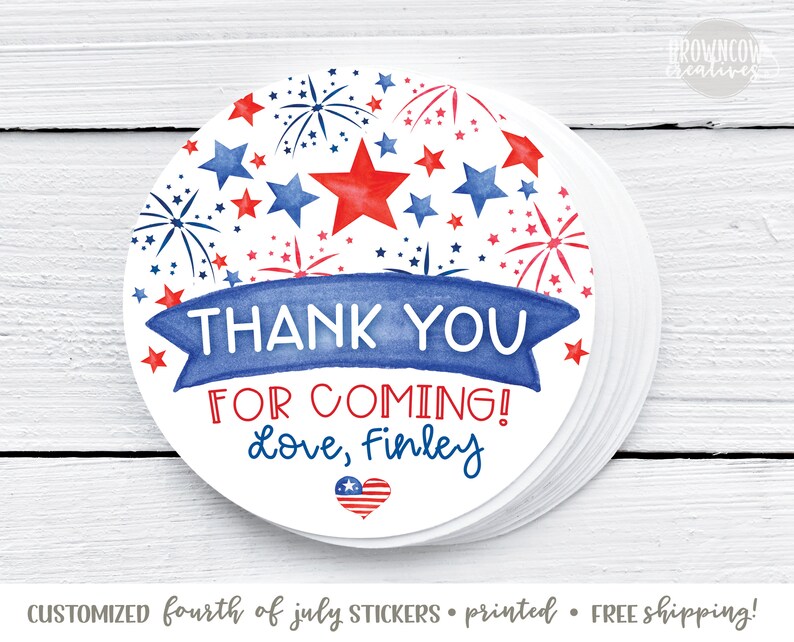 July 4th Day Gift Stickers, Patriotic Stickers, Gift Tags, Customized, Printed Stickers, Fourth of July Sticker, Favor Tags, Free Shipping image 1