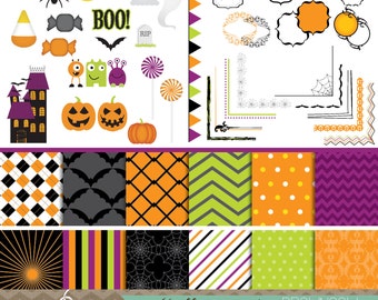 Halloween Clip Art, Frames, and Backgrounds BUNDLE