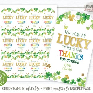 Lucky Gift Tag, Lucky One Editable Gift Tag, Two Lucky Party Favor Tag ...