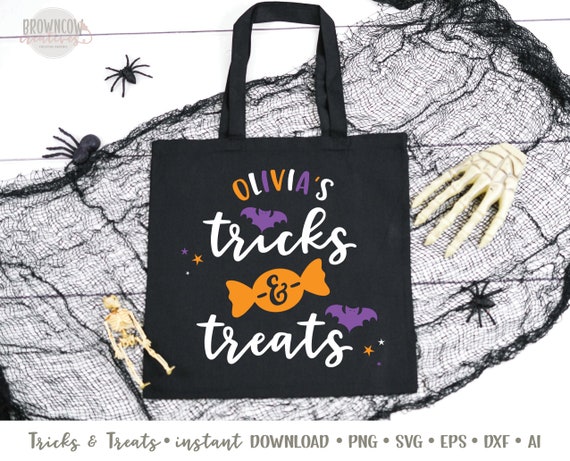 Trick or Treat Halloween Bag SVG, Tricks and Treats Bag Cut File, Halloween SVG, Treat Bag SVG, Cut Files Il_570xn