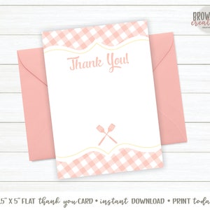 Printable Girl Baby Shower Thank You Note, BBQ Baby Shower Thank You Note, Instant Download, Girl Baby Shower Thank You Card